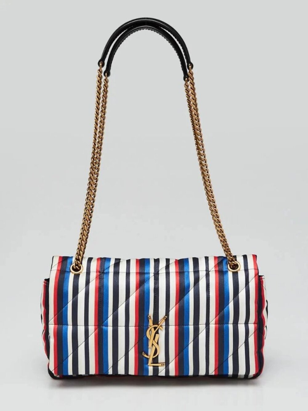 Yves Saint Laurent Striped Satin Monogram Medium Jamie Bag